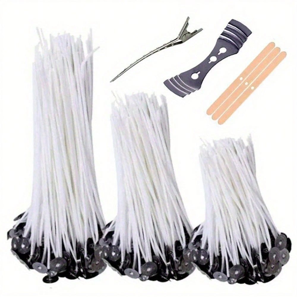 Soap Making Jar - 100pcs Candle Wick with Base Set