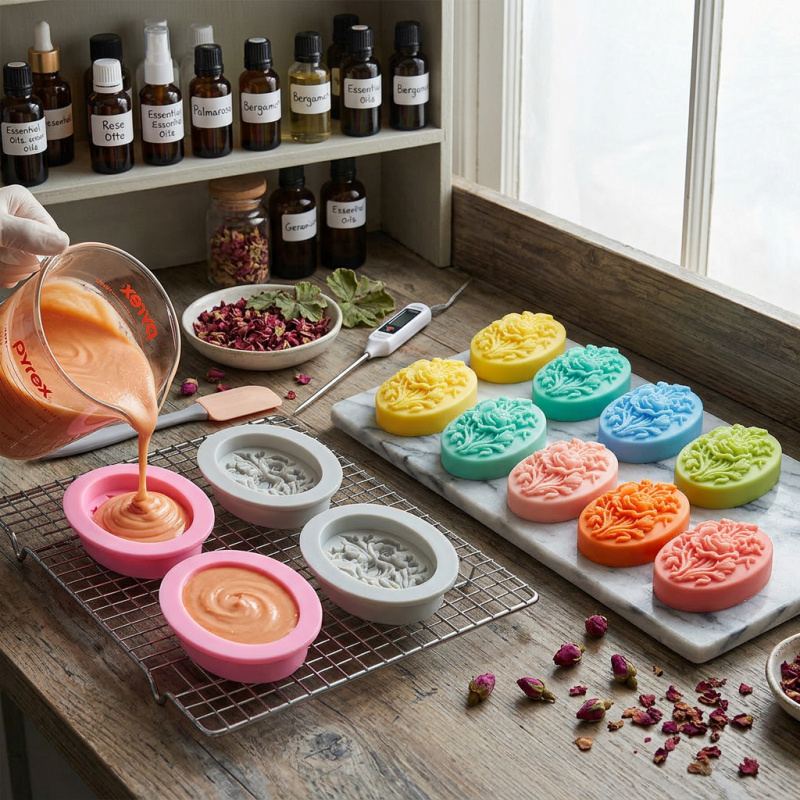 4 Silicone mold with flower sh - مراجعة Soap Making Kit وسعره